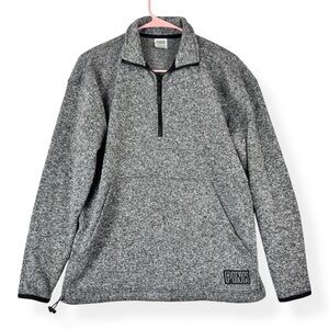 Victorias Secret PINK Quarter Zip Pullover Sweatshirt Womens XS Heather Gray